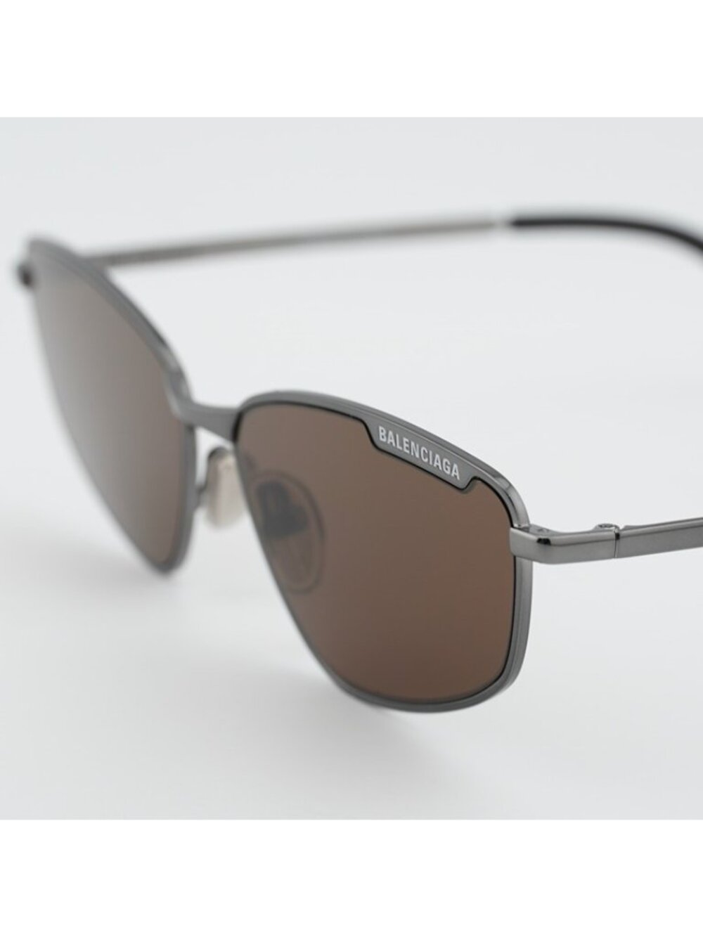Balenciaga BB0277S 002 Unisex Sunglasses Ruthenium Rectangle Frame, Brown Lenses - Picture 8 of 10